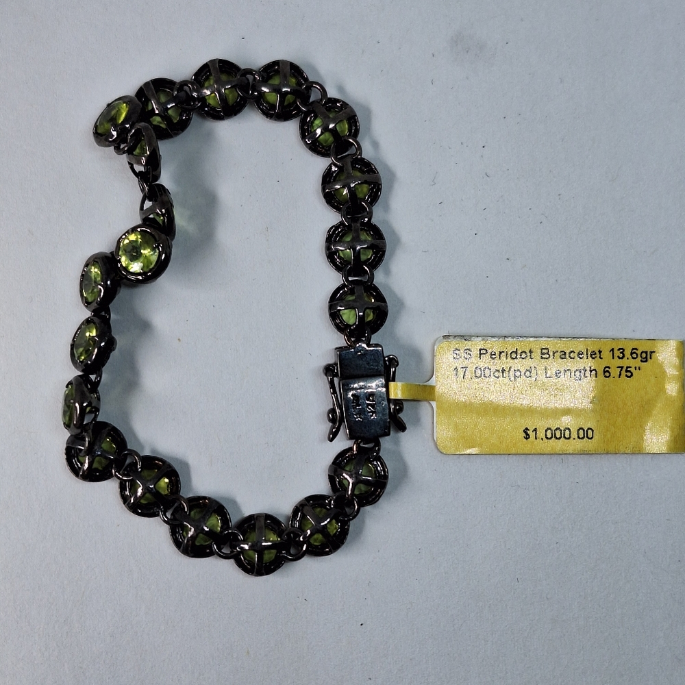 SS Peridot 13.6 gr bracelet - Picture 9 of 9